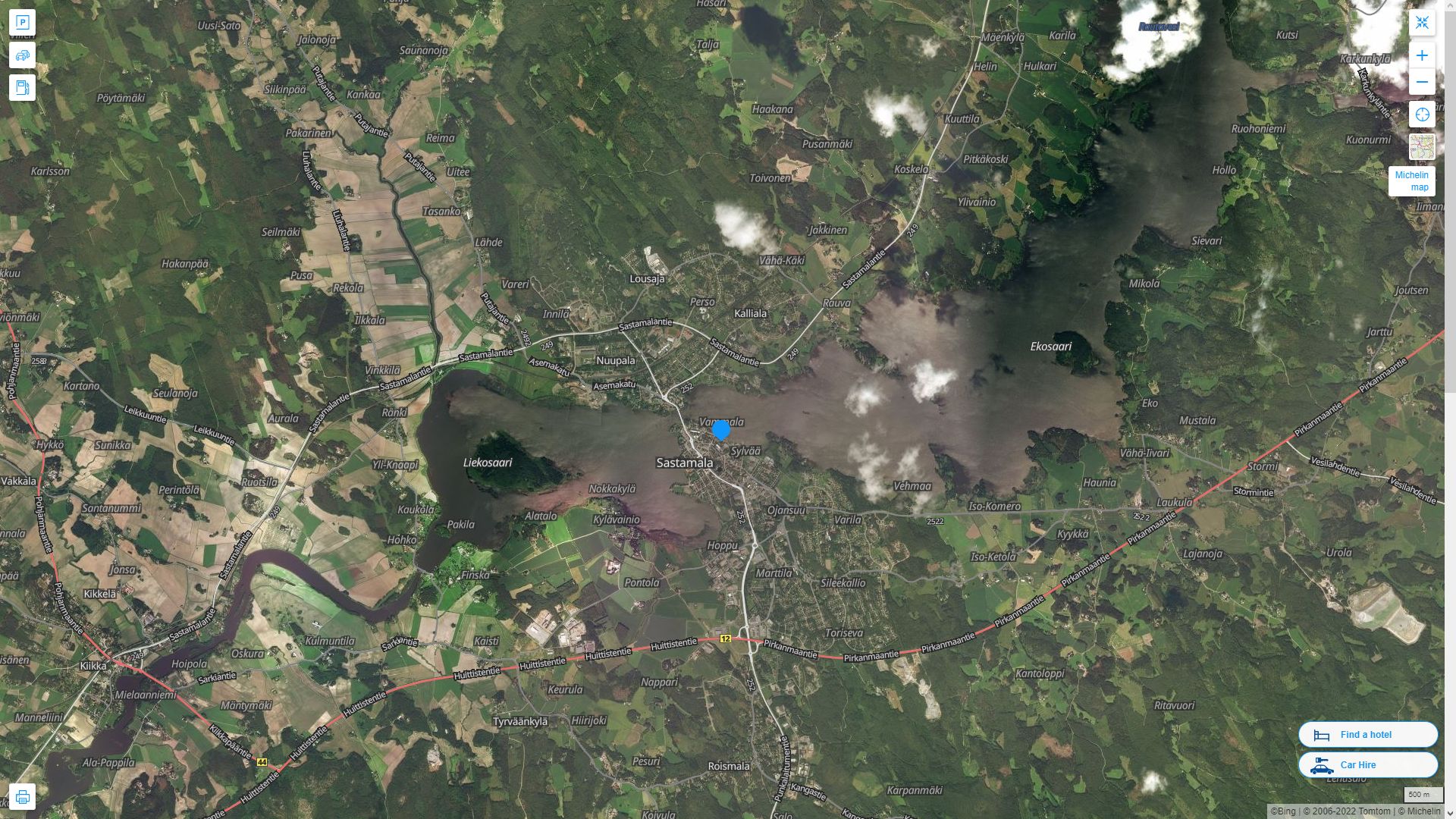 Vammala Finlande Autoroute et carte routiere avec vue satellite
